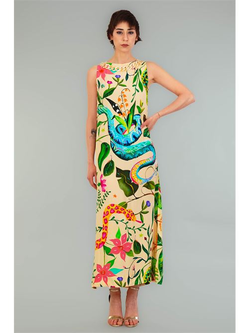 Abito fantasia in misto seta miriam stella | RE2503SAND SNAKE